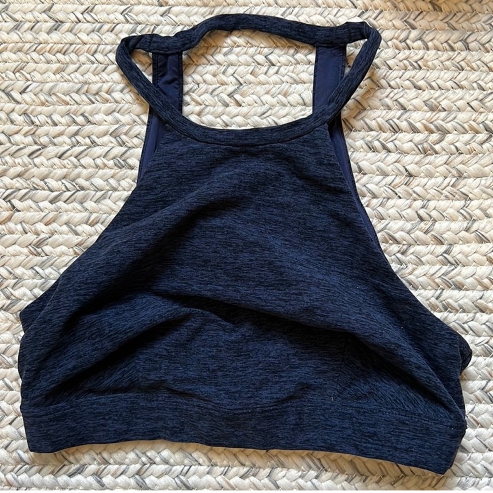ALO Yoga high neck bra. Heather navy blue size small